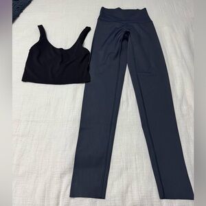 Aerie Navy Goals 7/8 Leggings XS and Black Real Me Recharge tank XXS